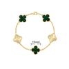 Bracciale da donna di alta qualità in oro rosa 18k, laser bianco, madreperla, calcedonio rosso, 15mm, quadrifoglio, cinque fiori