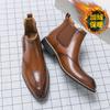 Autumn and winter velvet men's trend high casual leather shoes pointed short boots large size Martin boots