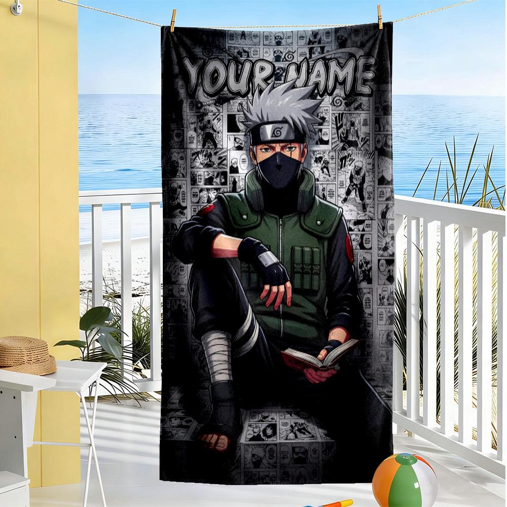 Naruto Character Customize Text Beach Towel Super Soft & Absorbent Portable for SwimmingBeachCamping Travel Beach AccessoriesGym
