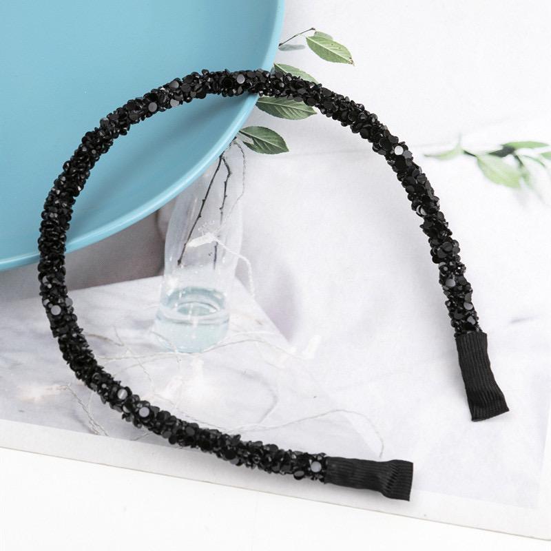 Fashion Korea Crystal Soft Headband for Women Rhinestone Hairband Beads Bezel Girls Hair Accessories Simple Headwear