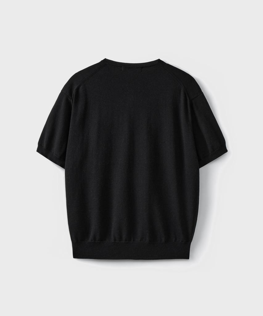 Beulaendideu Solid V-Neck Half Knit [Black]
