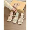 Fashion Shoes Slippers Heels Square Toe On A Wedge Rubber Flip Flops Slipers Women Butterfly-Knot Slides Low High Hawaiian 2025 Fabric R