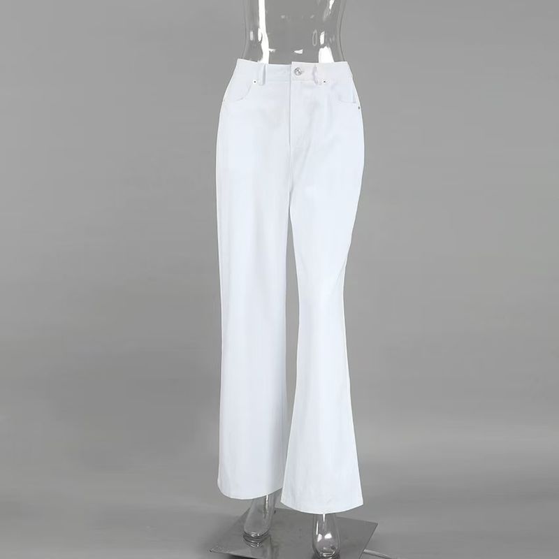 

Western Style Fashion New Straight All-Match Mopping Casual Trousers High Waisted Casual Pants White L