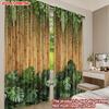 Set Of 2 Polyester Plant Curtains Digital Printing Natural Green Brown Zen Style Leaf Pattern Living Room Bedroom Decor Curtain Ideal For Sitting