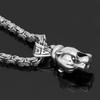 Stainless Steel Viking Wolf Head Pendant Necklace - Norse Mythology Amulet for Men and Women