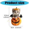 Halloween Kürbis Dekorationen Harz Kürbis Figuren mit Katzen Mittelstücke für Außen Innen Feengarten Dekorationen 55KF
