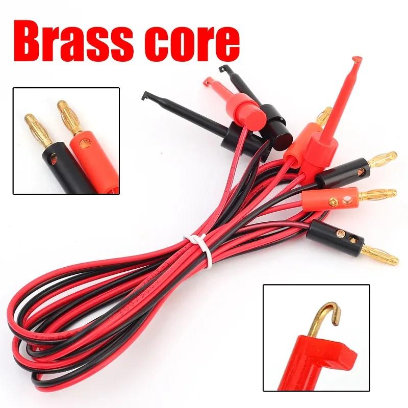 1/2pcs For Multimeter Test Leads Wire Connector Red Black Banana 1M 4mm Banana Plug To Electric Hook Clip Test Cable Gold Plated