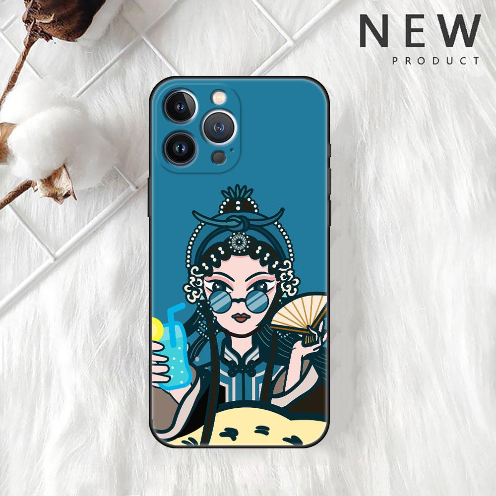 Opera Retro Girl Case For Apple iPhone 14 Pro Max 13 11 12 Mini SE 7 8 Plus X XS 6 6S Silicone Shell Phone Cover Soft TPU Funda