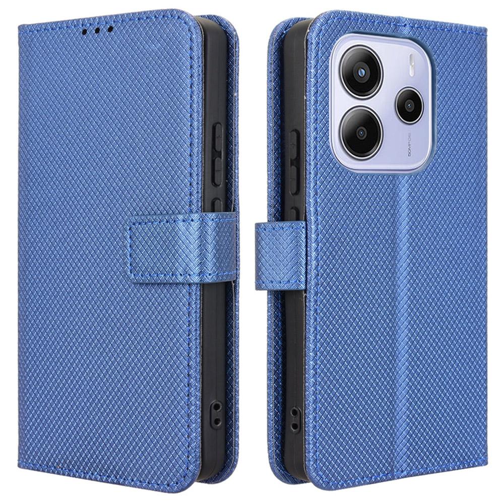 For Xiaomi Redmi Note 14 4G (163.25x76.55x8.16mm) Case PU Leather Diamond Texture Wallet Phone Cover