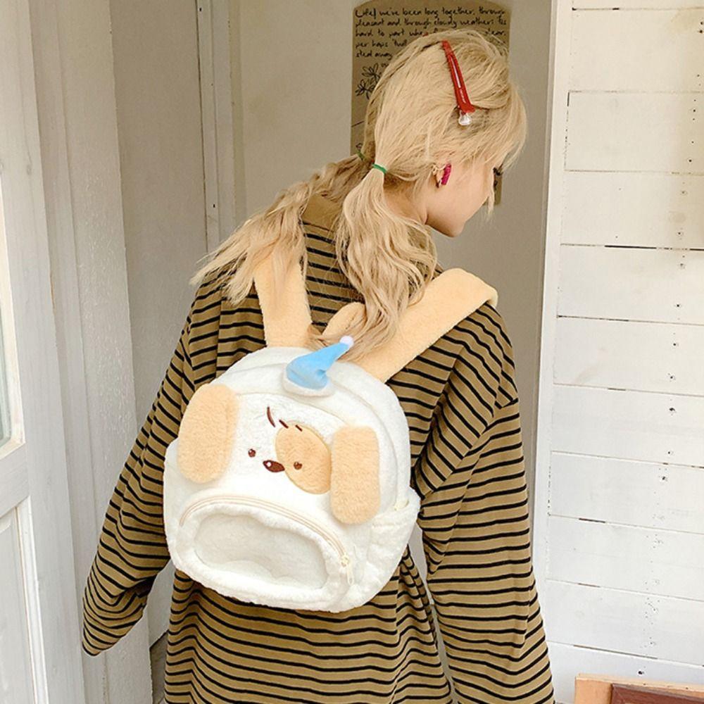 Stuffed Sleep Dog Plush Backpack Animal Cartoon Bear Plush Bag Bear Storage Bag  Female Lady Girl
