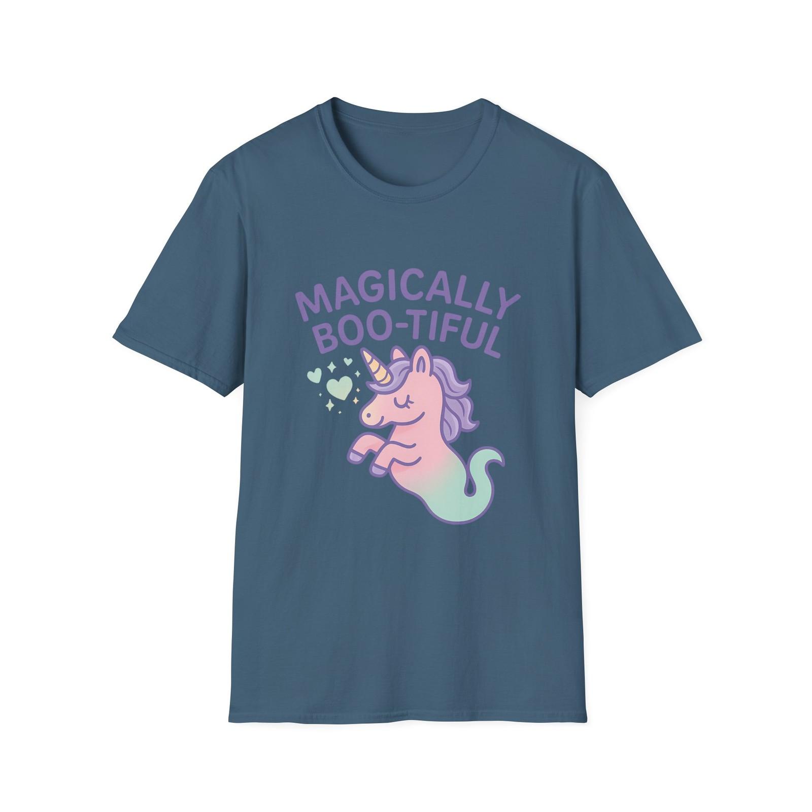 Unisex Softstyle T-Shirt Mens Womens Tees Top Magically Boo-tiful Ghost Unicorn Halloween Sparkle 4XL