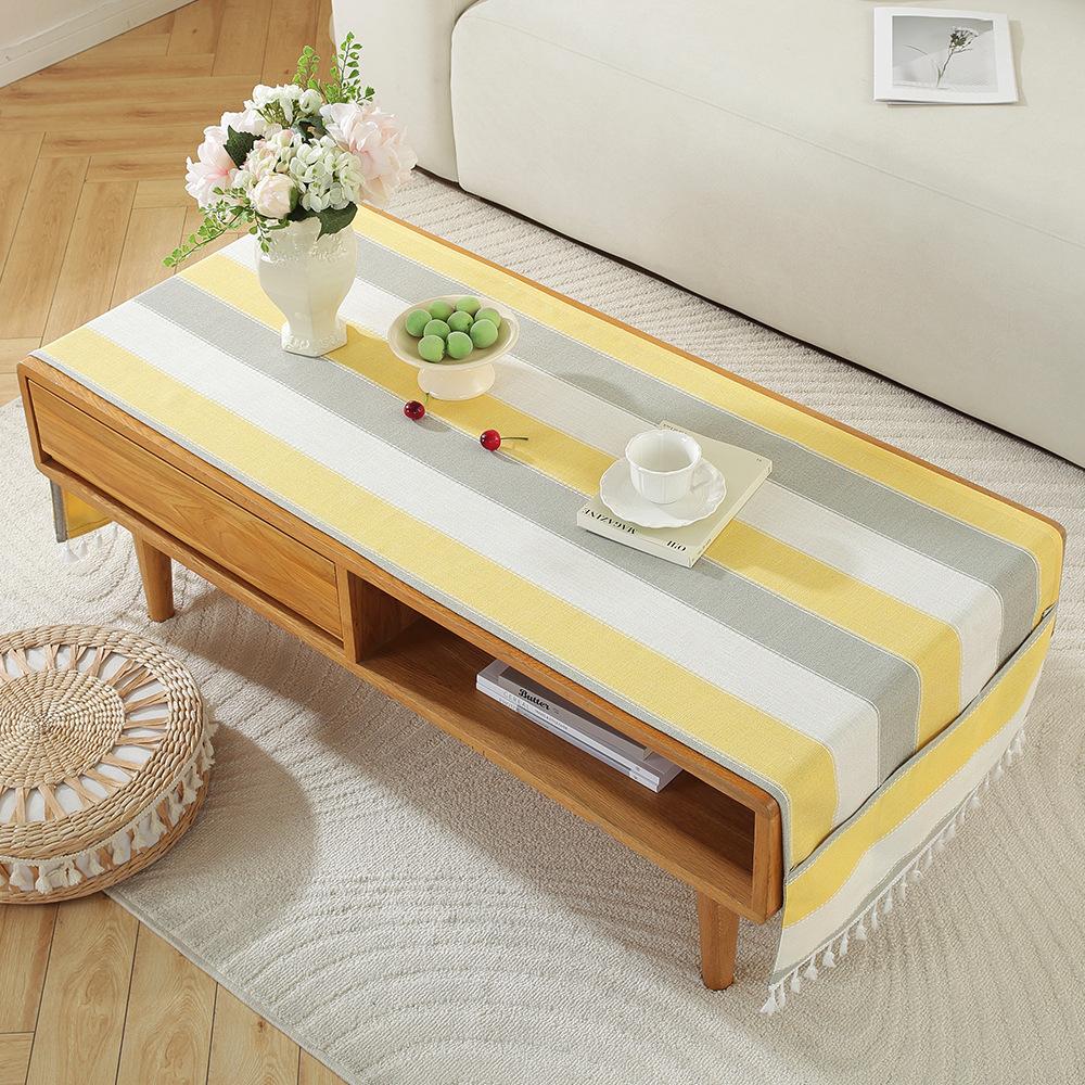 Rectangle Tablecloth Coffee Table Mat Table Mat Fabric Embroidery Jacquard Tassel Household Dust Cover