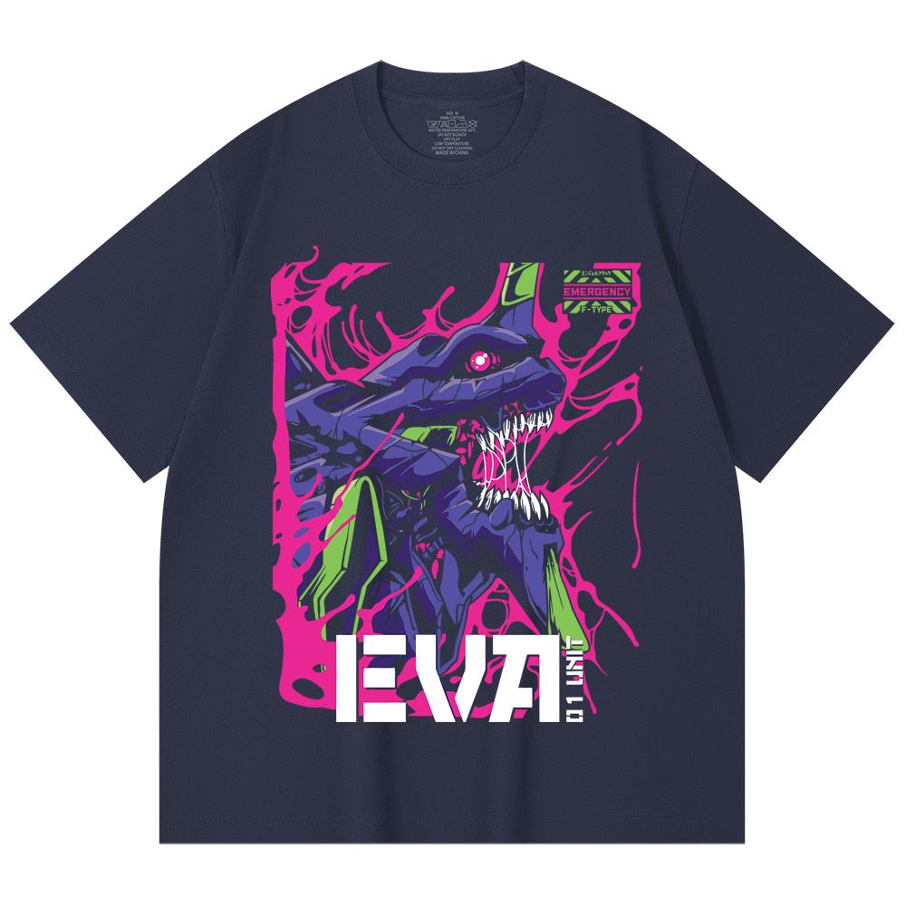 230 Gsm 100% Cotton Evangelion V8 Print Unisex Heavy Cotton T Shirt