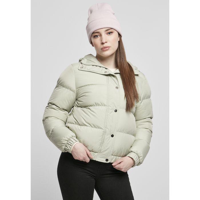 Veste Femme - Urban Classics - Hooded Puffer - Vert - Fermeture Éclair - Poignets Froncés