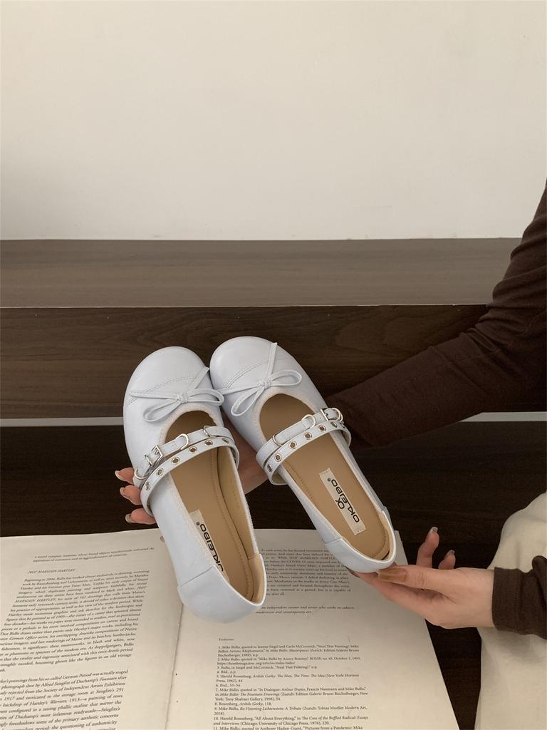 Französische Damen-Pendlerschuhe mit flachem Boden, Einzelne Schuhe, Damenschuhe, 2025 neu, Frühling und Herbst, Schleife, Mary Janes, Abendschuhe