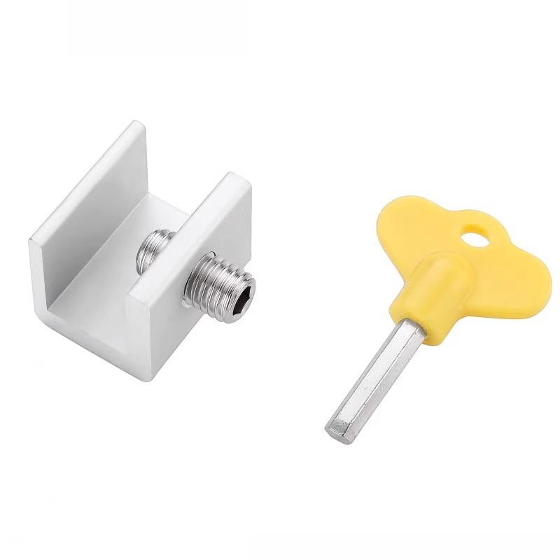 Window Lock, Adjustable Sliding Door Lock With Key, Aluminum Window Security Safety Locks For Kids & Pets
