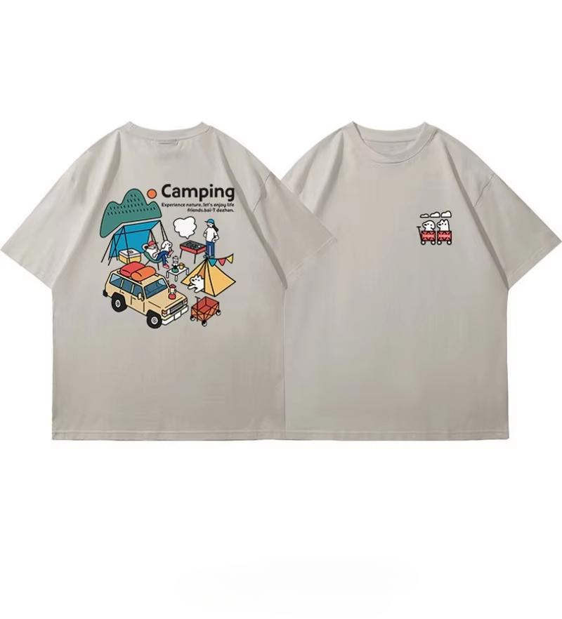 Yama Style Outdoor Camping Trendy Brand T-Shirt Cotton Graphic Tee Unisex Unisex Summer Streetwear