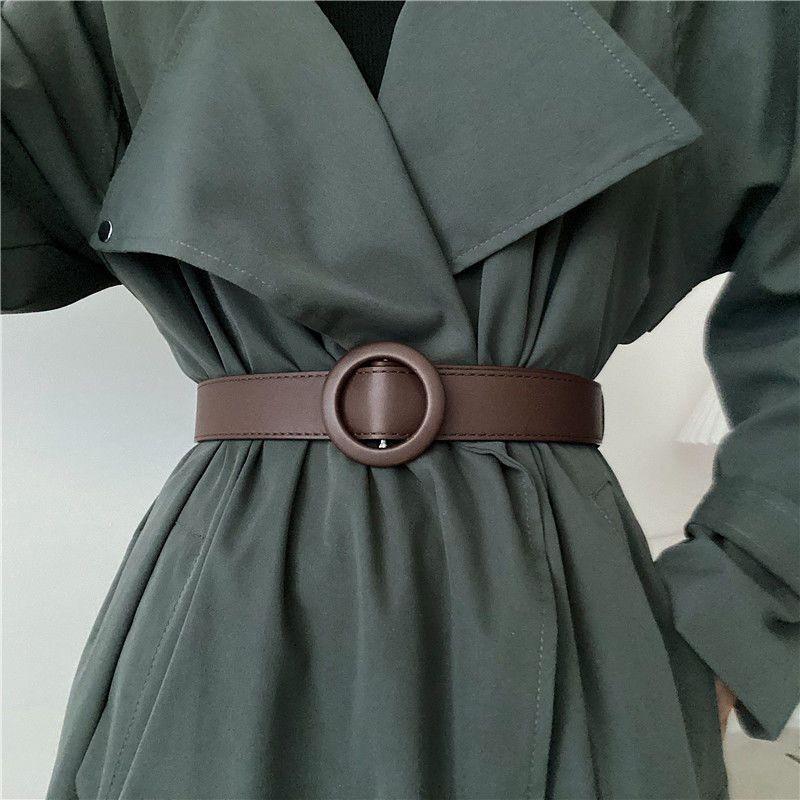 

Вдохновленный ретро пояс из искусственной кожи для женщин, универсальный аксессуар для стильных пальто и платьев кофейный