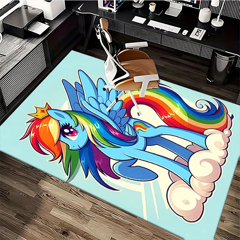 1pc Rainbow Dash Office Chair Mat - Anime Cartoon Design, Non-Slip Carpet for Home Decor, Suitable for All Seasons, Perfect Gift for Fans.H051