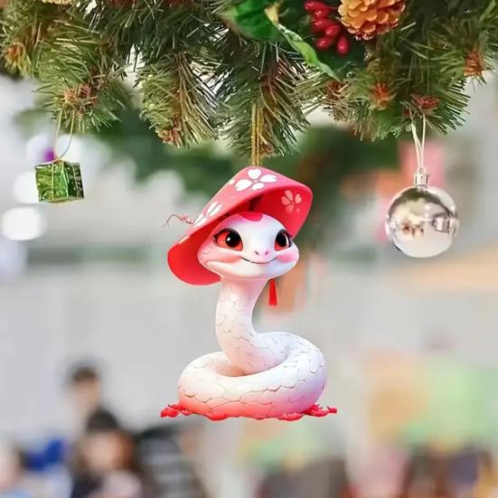 Christmas Pendant Ornament Cartoon Style Hanging Accessory Fade-Resistant Xmas Tree Pendant with Lanyard Versatile Decoration