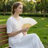 Blank Paper Fan Folding Kids DIY Painting Hand Vintage Handheld Decorative Dance Performance Props Wedding Party Accessories White