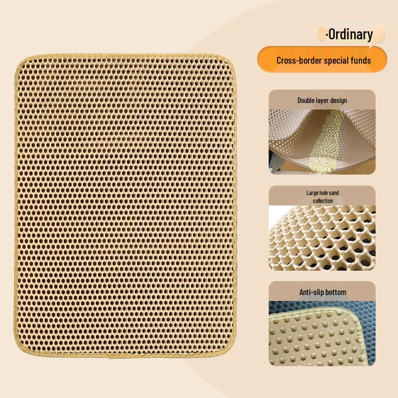 Extra-Large Double-Layer Anti-Splash Cat Litter Mat with Velcro