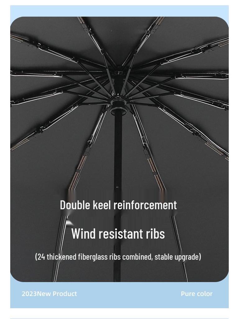 Automatic 60-Rib Folding Umbrella with UV Sun Protection