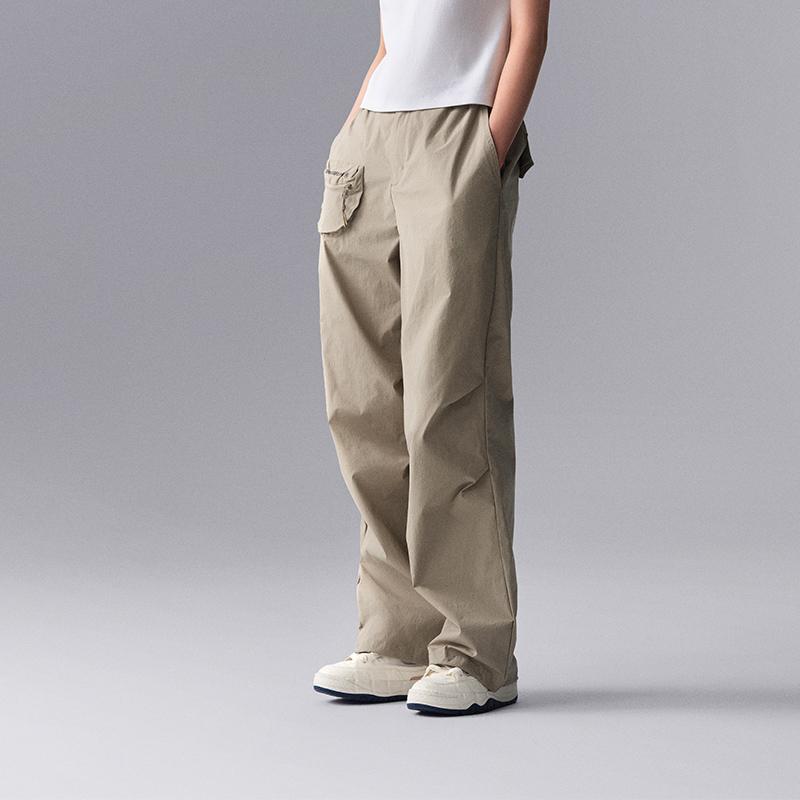 Li Ning CF Playful Attitude Letter Logo Mid Waist Casual Straight Leg Knit Sports Pants Women Pants AYKU628-1