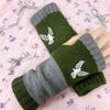 Gants en tricot sans doigts avec broderie de chat et patchwork, Gants décontractés ouverts aux doigts tendance pour femme, Mitaines chaudes d'hiver sans doigts