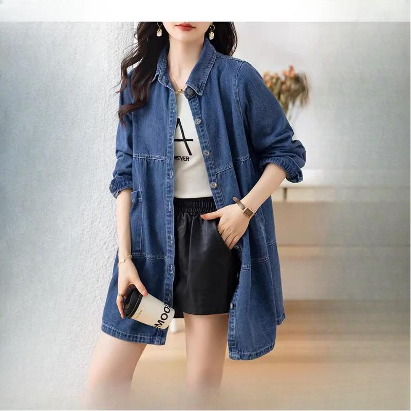 Women's Denim Shirt Jacket Spring and Autumn Thin Denim Jacket
