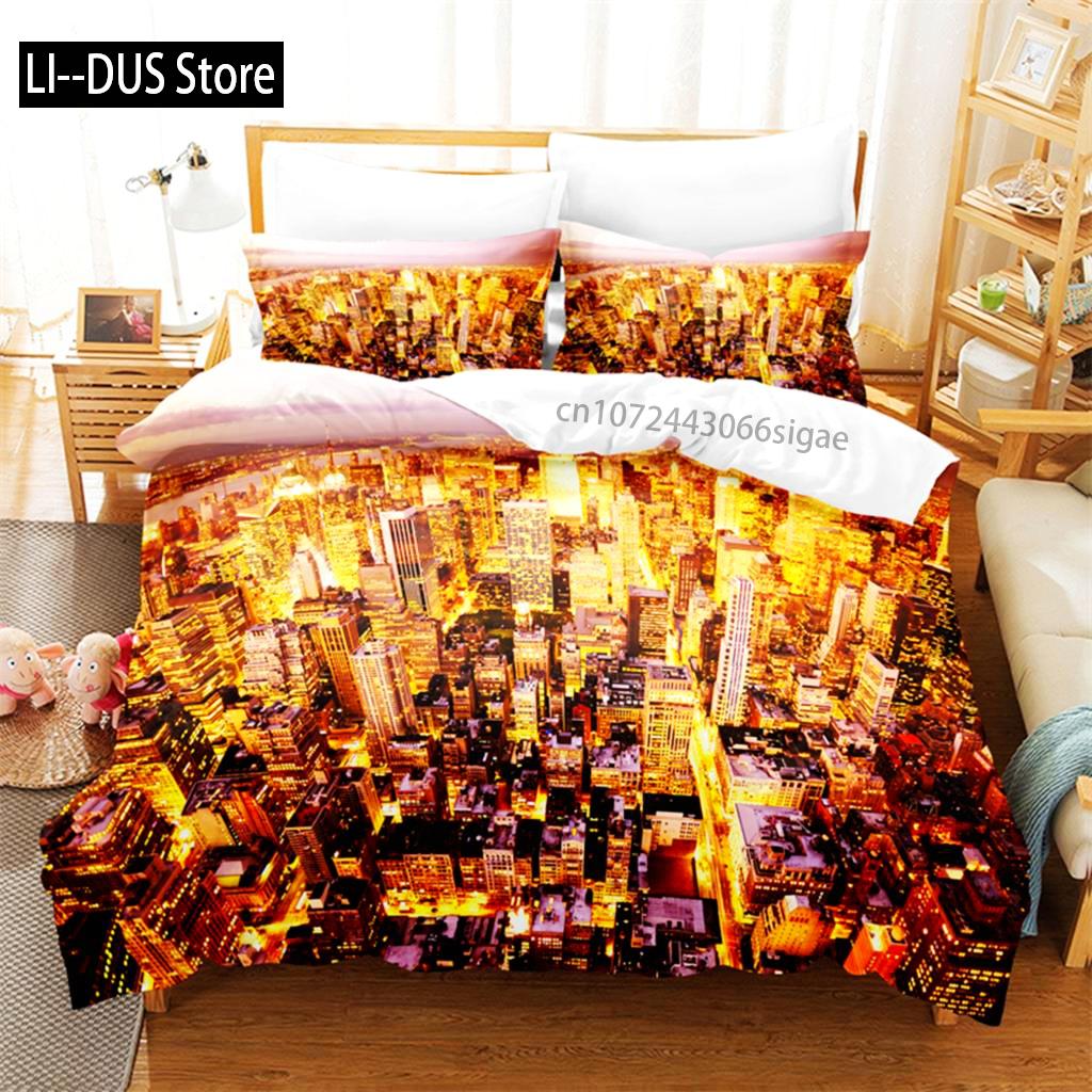 City Night Scene Bedding Set Duvet Cover Sets 3d Bedding Digital Printing Queen Size Bedding Set Fashion Design