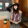 Korean Style Loose Women's Knitted Vest Outerwear Literary Vintage V Neck Sleeveless Sweater Gilet Coat
