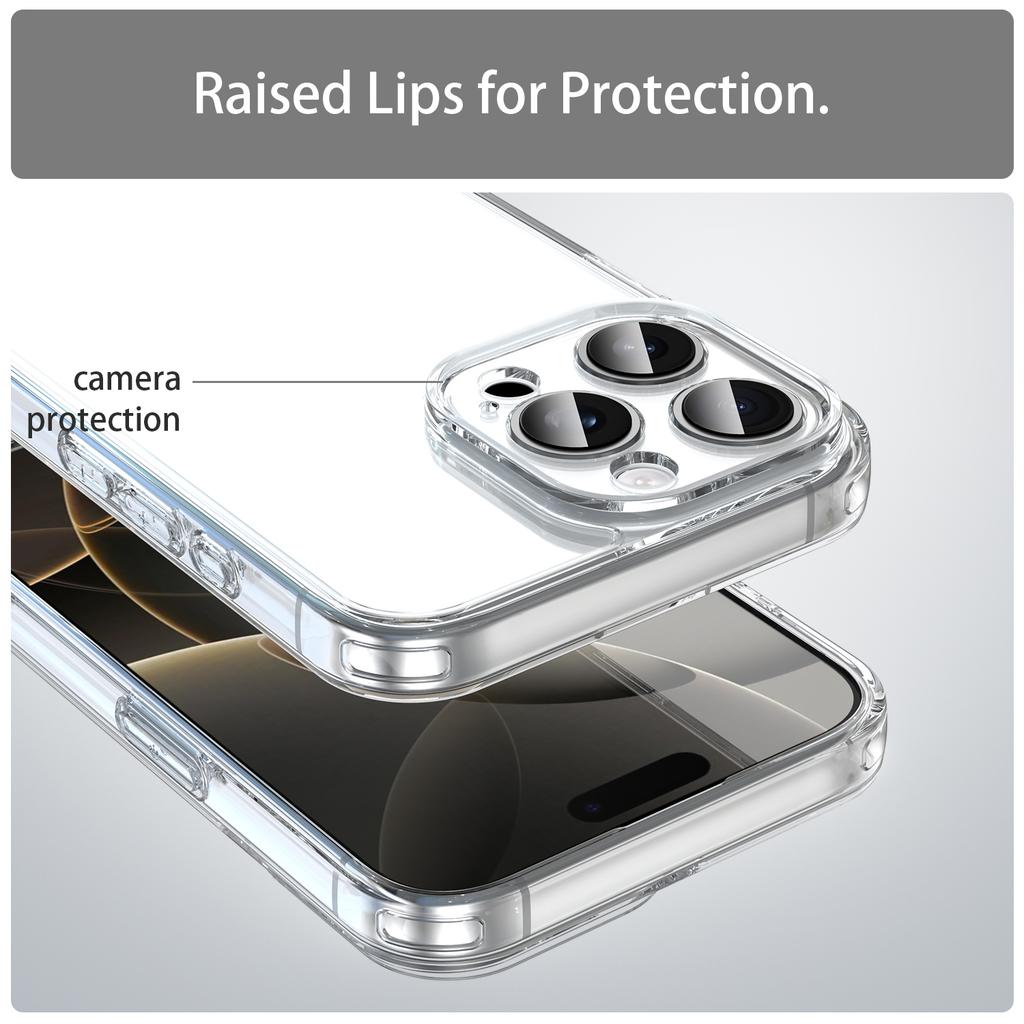 For iPhone 16 Pro Case TPU+Acrylic Phone Back Cover Anti Yellowing