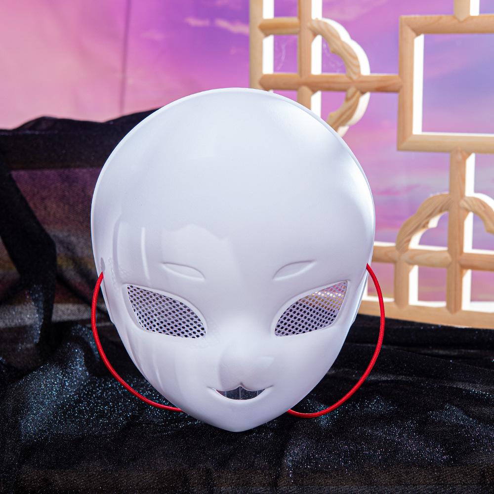 Maschera Integrale in PVC Bianca Maschera Fai-da-te in PVC con Corda per Festa Cosplay Mascherata