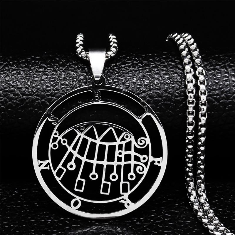 Astaroth Sigil Goetia Stainless Steel Necklace Solomon Demon Seal Satan Sigil satanique patch PIN Jewelry collier femme N7156S03