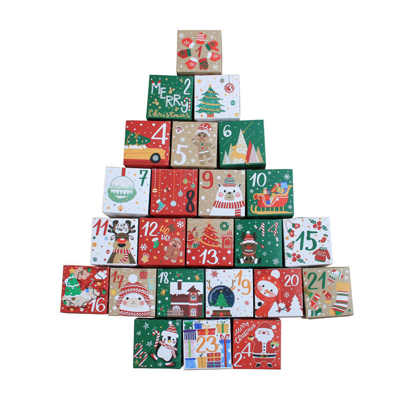 24 Pcs DIY Christmas Advent Calendar Boxes Cute Xmas Number Xmas Party Present Boxes for Adults And Kids