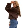 Vintage Style Womens Plush Fleece Bomber Jacket Windproof Warm Loose Fit Lapel Zipper Short Coat Long Sleeves Outerwear Autumn Winter Tops