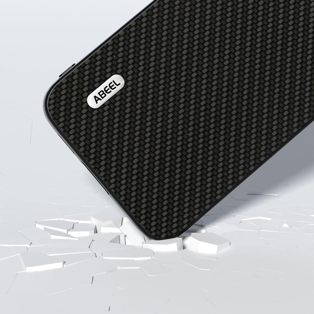 ABEEL For Samsung Galaxy S23 FE Leather Coated PC+TPU Case Carbon Fiber Texture Phone Cover
