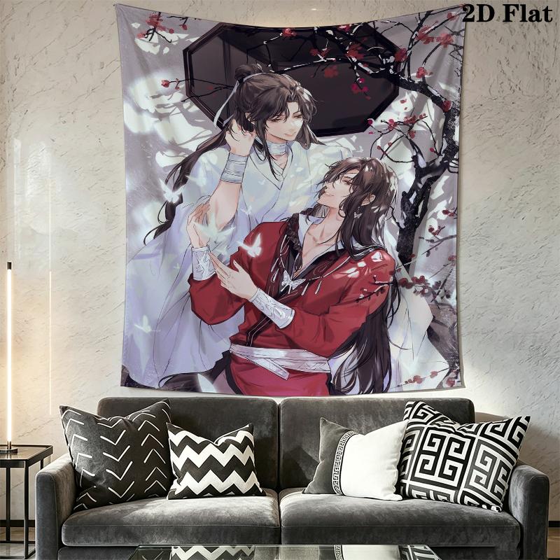Heavenly Official's Blessing Wall Tapestry Aesthetic Wall Hanging Printed Fabric Blanket Decorative Tapestries for Bedroom Living Room Home Decor
