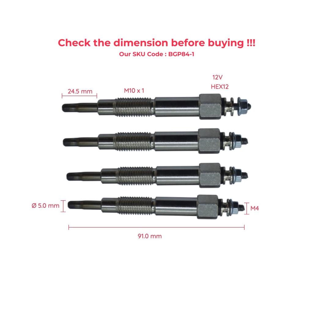 BGP84-1 4 Pieces Heater Glow Plug 11 Volt 11065 57J00 GN102 0100226513 for Nissan