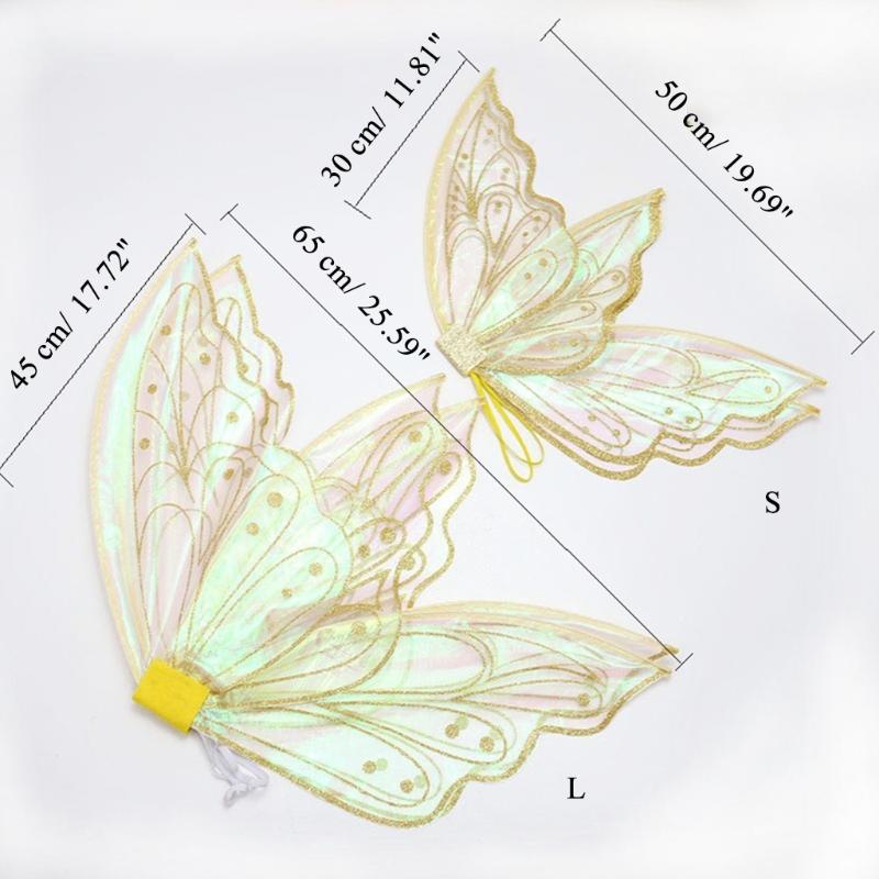 Princess Fairy Butterflies Angel Wing for Kids Girls Party Fancy Wand Carnival Costume for Halloween Cosplay