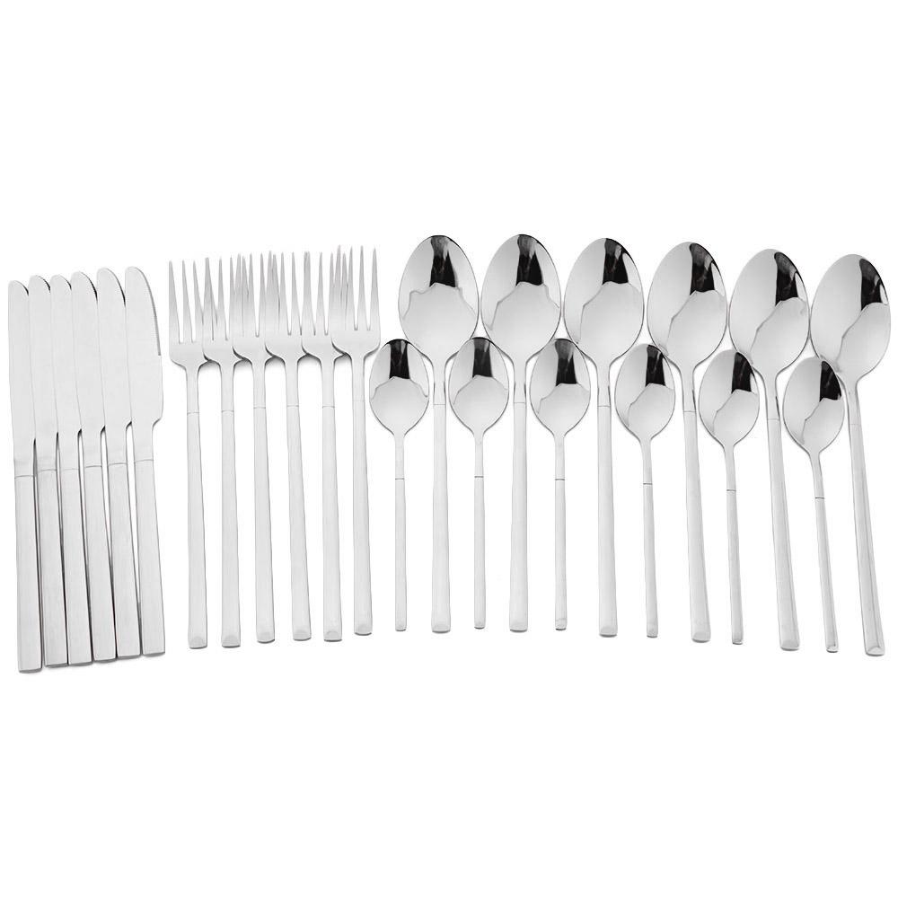24pcs Rose Gold Tableware Cutlery Set Knife Fork Coffee Spoon Dinnerware Set Stainless Steel Flatware Western Kitchen Silverware