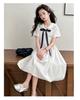 Girls' Korean version college style summer dress, new summer children's stylish navy collar bow dress