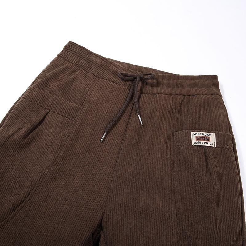 Mom's Winter Style High Waist Corduroy Cotton Pants for Middle-Aged and Elderly Women - Loose, Plus Velvet, Straight Leg