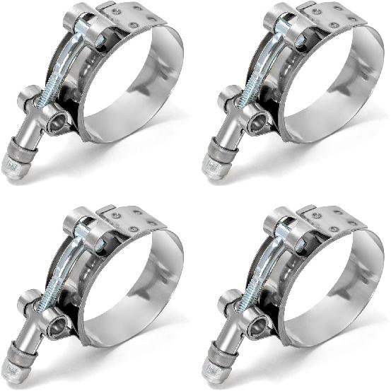 

QWORK 3 T-Bolt Hose Clamp Stainless Steel, Working Range 83mm-91mm for 3 Hose ID, Turbo Intake Intercooler Clamp, 4 Pack 1.5 Clamp Range 46mm-52m