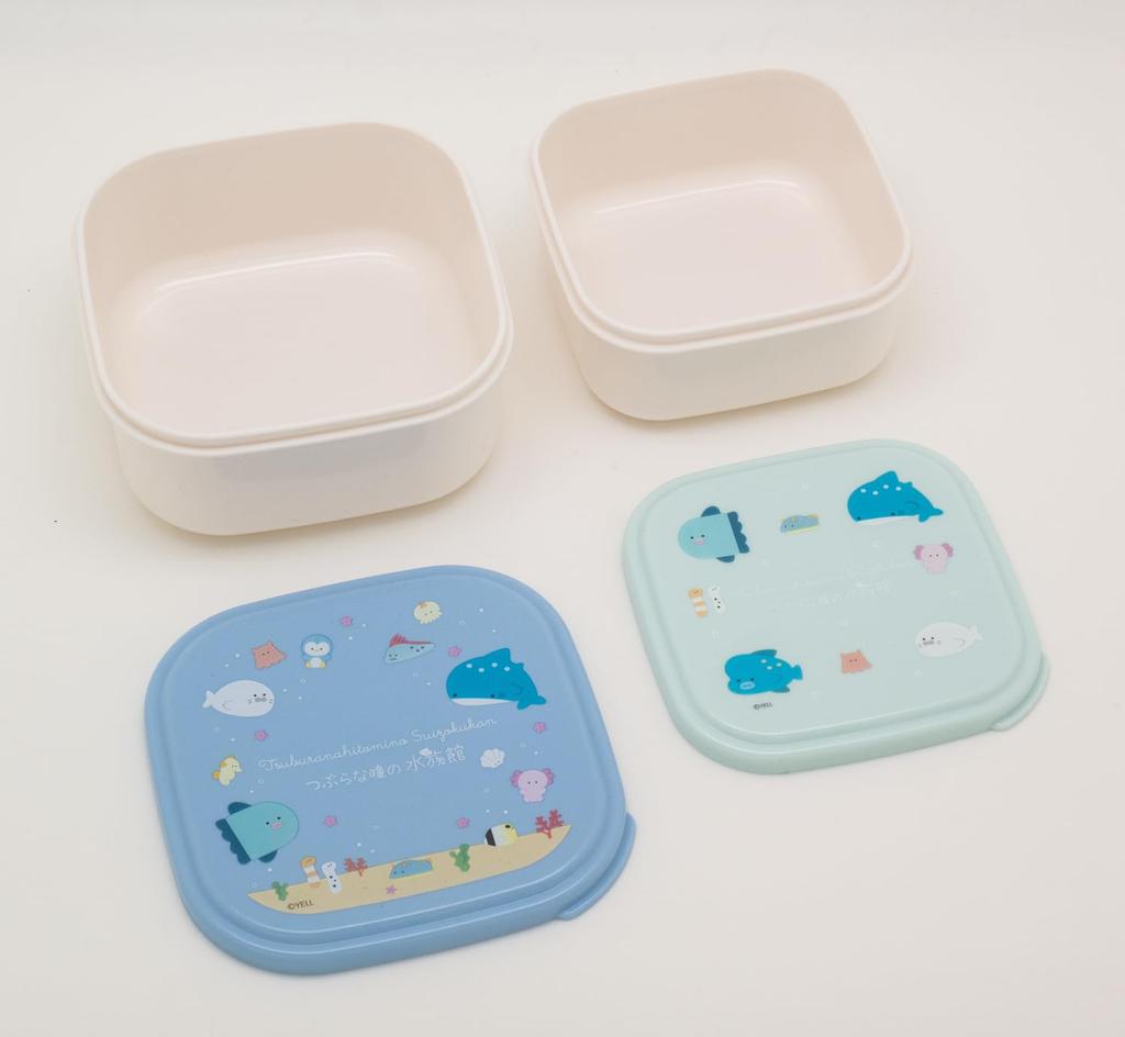 OSK Lunch Rundes Auge Aquarium Hergestellt in Mikrowelle Nesting Perfekt für und Klein und Box, Design, 2-teiliges Set, Blau, 360ml/550ml Fassungsvermögen, Japan, Sicher,