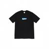 American Style Letter Print Round Neck Short Sleeve T-shirt Black-blue S74