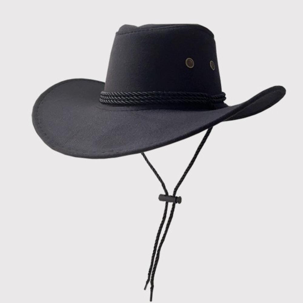 Women Men Western Cowboy Hats Felt Hat Fedora with Upturned Brim and Faux Silver Accents Wide Brim Fedoras Hat Ethnic Style
