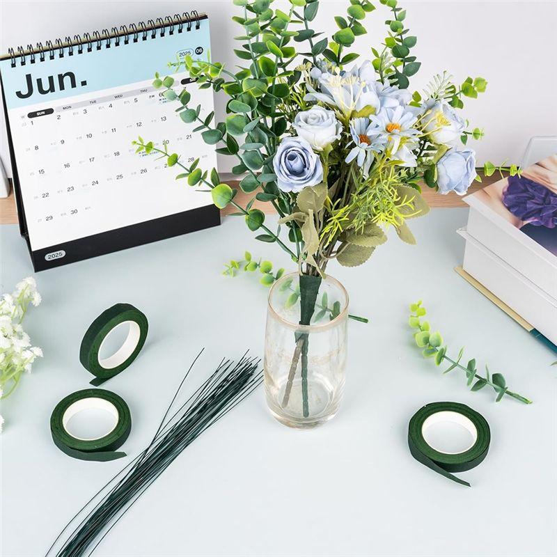 Floral Wire And Flower Tape Kit- Includes 4 Rolls Of Flower Tape And 40 Flower Stems Wires For Bouquet Wrapping