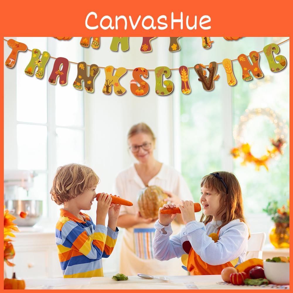 Harvest Thanksgiving Paper Flags With 19 Letters For Fall Event And Venue Decoration